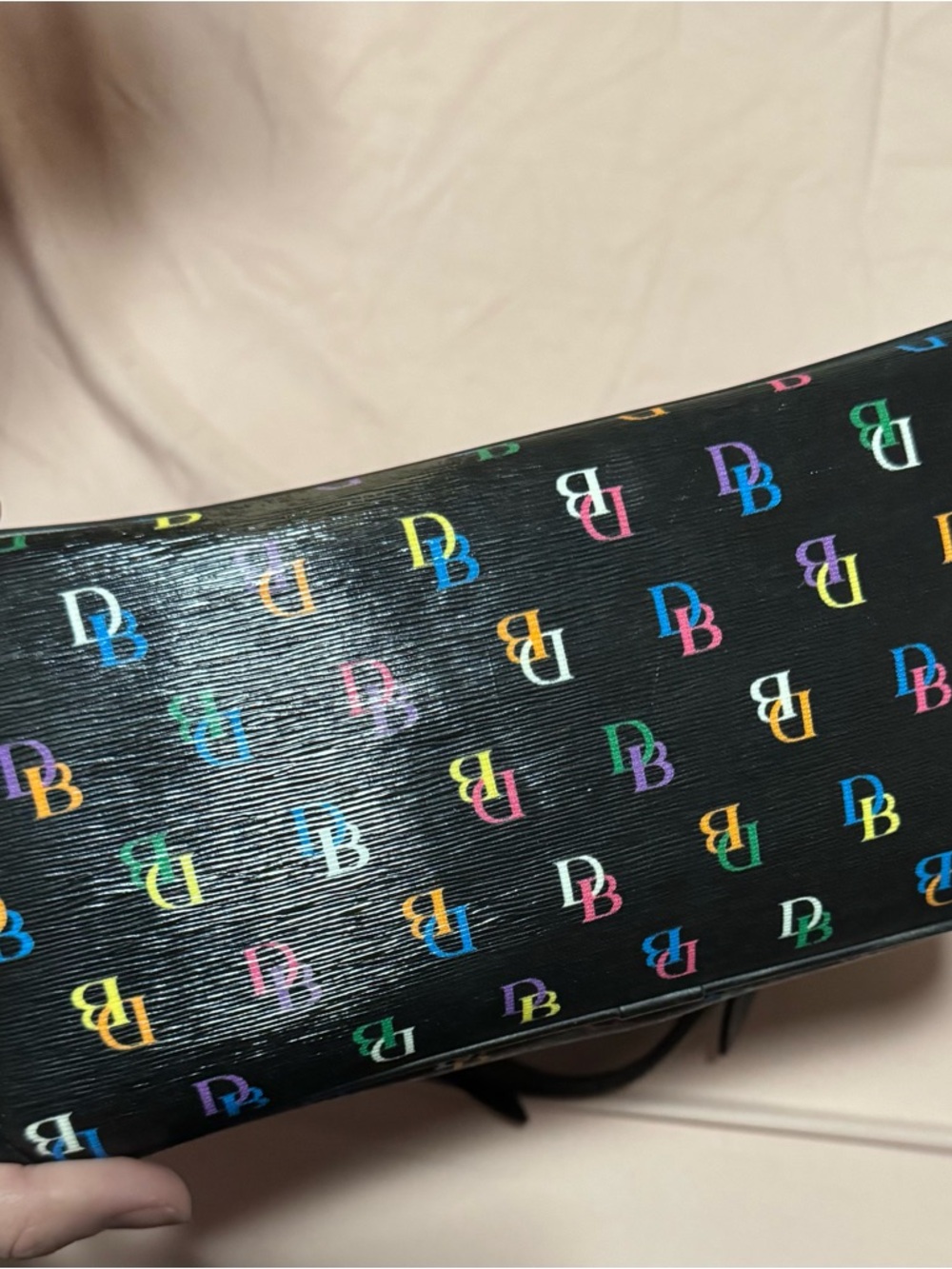 Rare Dooney & Bourke Black Multicolor Logo Hobo Shoulder Bag - Picture 4 of 11